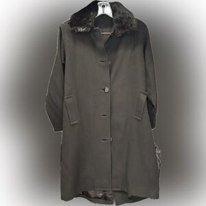 VINTAGE 1950s WOOL COAT WITH FUR COLLAR